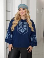 (Копія)Жіночий светр з етнічним візерунком кольору темна пудра 00588 00589