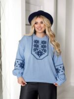 (Копія)Жіночий светр з етнічним візерунком смарагдового кольору 00586 00587