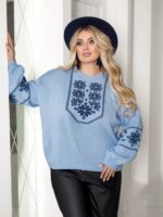 (Копія)Жіночий светр з етнічним візерунком смарагдового кольору 00586 00587