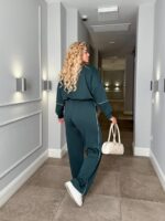 (Копія)Жіночий трикотажний костюм кофта на блискавці та штани палаццо кольору пудра 00523 00524