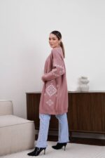 (Копія)Жіночий в’язаний кардиган з етнічним візерунком молочного кольору 00599 00600