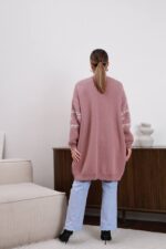 (Копія)Жіночий в’язаний кардиган з етнічним візерунком молочного кольору 00599 00600