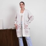 (Копія)Жіночий в’язаний кардиган з етнічним візерунком сірого кольору 00598 00599