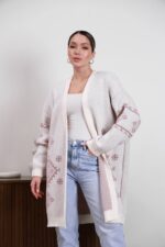 (Копія)Жіночий в’язаний кардиган з етнічним візерунком сірого кольору 00598 00599