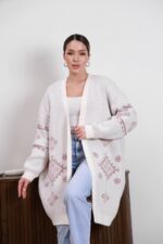 (Копія)Жіночий в’язаний кардиган з етнічним візерунком сірого кольору 00598 00599