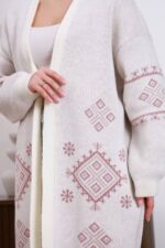 (Копія)Жіночий в’язаний кардиган з етнічним візерунком сірого кольору 00598 00599