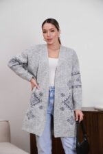 (Копія)Жіночий в’язаний кардиган з етнічним візерунком синього кольору 00597 00598