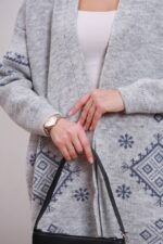 (Копія)Жіночий в’язаний кардиган з етнічним візерунком синього кольору 00597 00598