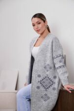 (Копія)Жіночий в’язаний кардиган з етнічним візерунком синього кольору 00597 00598