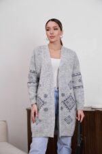 (Копія)Жіночий в’язаний кардиган з етнічним візерунком синього кольору 00597 00598