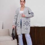 (Копія)Жіночий в’язаний кардиган з етнічним візерунком синього кольору 00597 00598