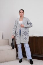 (Копія)Жіночий в’язаний кардиган з етнічним візерунком синього кольору 00597 00598