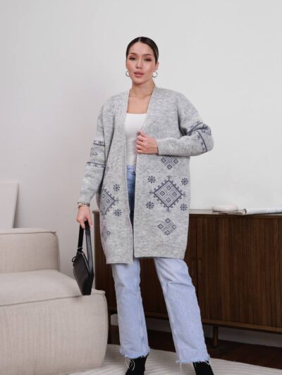 (Копія)Жіночий в’язаний кардиган з етнічним візерунком синього кольору 00597 00598