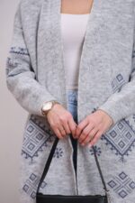 (Копія)Жіночий в’язаний кардиган з етнічним візерунком синього кольору 00597 00598