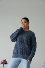 (Копія)Жіночий в’язаний однотонний светр чорного кольору 00594 00595