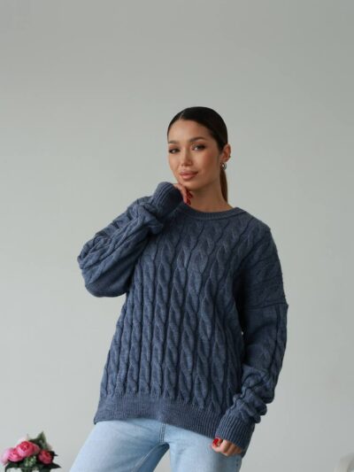 (Копія)Жіночий в’язаний однотонний светр чорного кольору 00594 00595