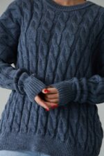 (Копія)Жіночий в’язаний однотонний светр чорного кольору 00594 00595