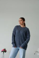 (Копія)Жіночий в’язаний однотонний светр чорного кольору 00594 00595