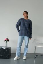 (Копія)Жіночий в’язаний однотонний светр чорного кольору 00594 00595