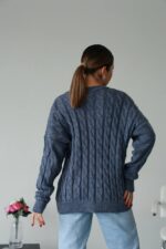 (Копія)Жіночий в’язаний однотонний светр чорного кольору 00594 00595