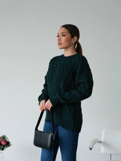 (Копія)Жіночий в’язаний однотонний светр сірого кольору 00591 00592