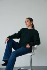 (Копія)Жіночий в’язаний однотонний светр сірого кольору 00591 00592