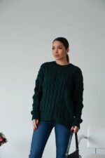 (Копія)Жіночий в’язаний однотонний светр сірого кольору 00591 00592