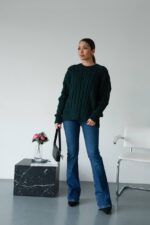 (Копія)Жіночий в’язаний однотонний светр сірого кольору 00591 00592