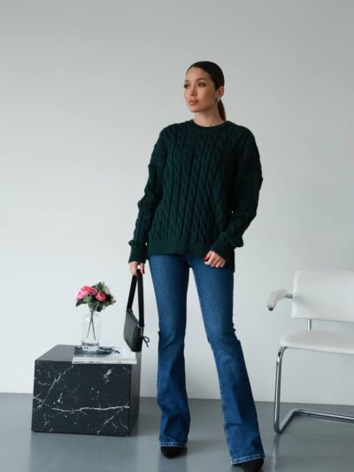 (Копія)Жіночий в’язаний однотонний светр сірого кольору 00591 00592