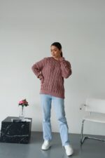 (Копія)Жіночий в’язаний однотонний светр смарагдового кольору 00592 00593