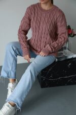 (Копія)Жіночий в’язаний однотонний светр смарагдового кольору 00592 00593