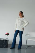 (Копія)Жіночий в’язаний однотонний светр синього кольору 00595 00596