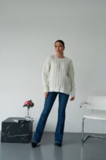 (Копія)Жіночий в’язаний однотонний светр синього кольору 00595 00596