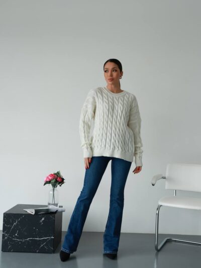 (Копія)Жіночий в’язаний однотонний светр синього кольору 00595 00596