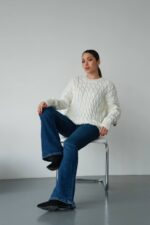 (Копія)Жіночий в’язаний однотонний светр синього кольору 00595 00596