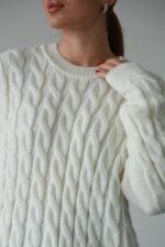 (Копія)Жіночий в’язаний однотонний светр синього кольору 00595 00596