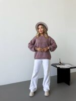 (Копія)Жіночий в’язаний светр з ажурним візерунком блакитного кольору 00581 00582