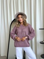 (Копія)Жіночий в’язаний светр з ажурним візерунком блакитного кольору 00581 00582