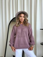 (Копія)Жіночий в’язаний светр з ажурним візерунком блакитного кольору 00581 00582