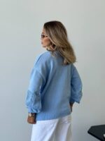 (Копія)Жіночий в’язаний светр з ажурним візерунком бузкового кольору 00580 00581