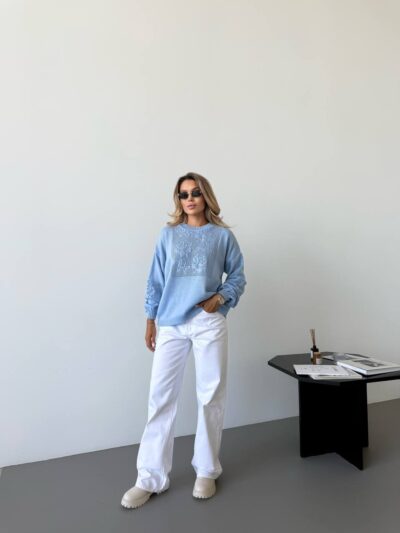 (Копія)Жіночий в’язаний светр з ажурним візерунком бузкового кольору 00580 00581