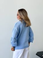 (Копія)Жіночий в’язаний светр з ажурним візерунком бузкового кольору 00580 00581