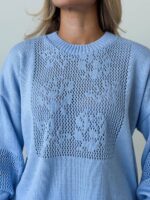 (Копія)Жіночий в’язаний светр з ажурним візерунком бузкового кольору 00580 00581