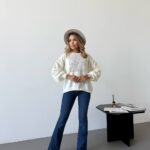 (Копія)Жіночий в’язаний светр з ажурним візерунком кольору пудра 00582 00583