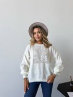 (Копія)Жіночий в’язаний светр з ажурним візерунком кольору пудра 00582 00583