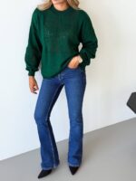 (Копія)Жіночий в’язаний светр з ажурним візерунком молочного кольору 00583 00584