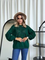 (Копія)Жіночий в’язаний светр з ажурним візерунком молочного кольору 00583 00584