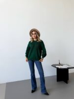 (Копія)Жіночий в’язаний светр з ажурним візерунком молочного кольору 00583 00584