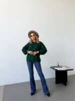 (Копія)Жіночий в’язаний светр з ажурним візерунком молочного кольору 00583 00584