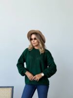 (Копія)Жіночий в’язаний светр з ажурним візерунком молочного кольору 00583 00584